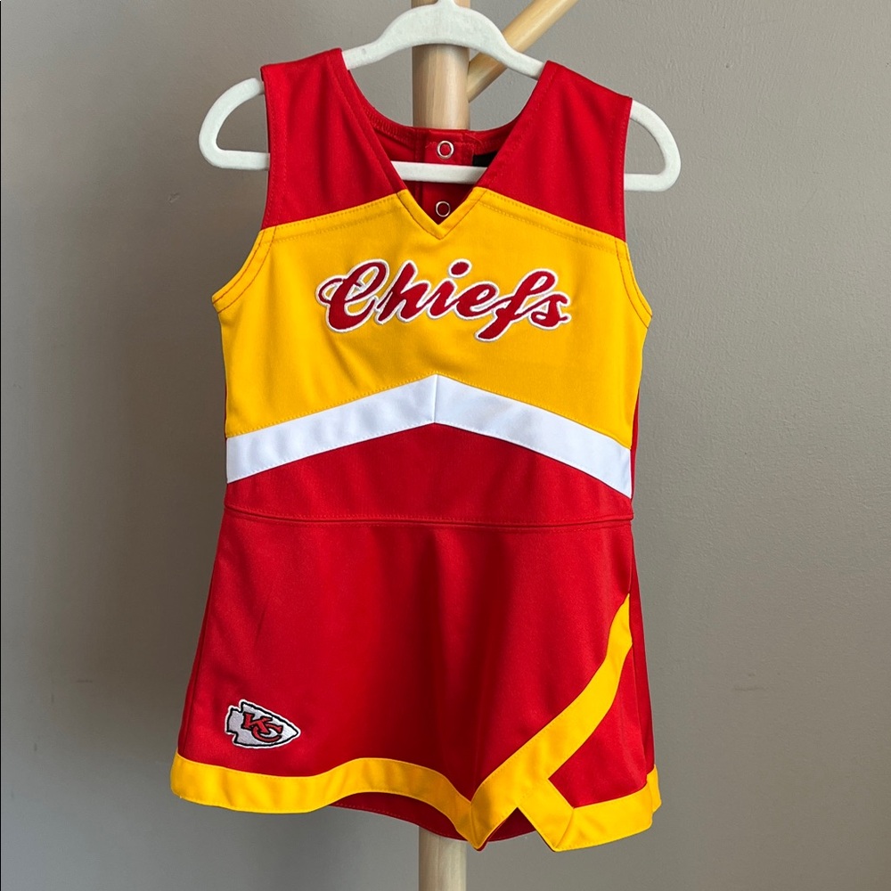 NFL Team Toddler Girl 3T Kansas City Chiefs Red and Yellow Cheerleading Dress